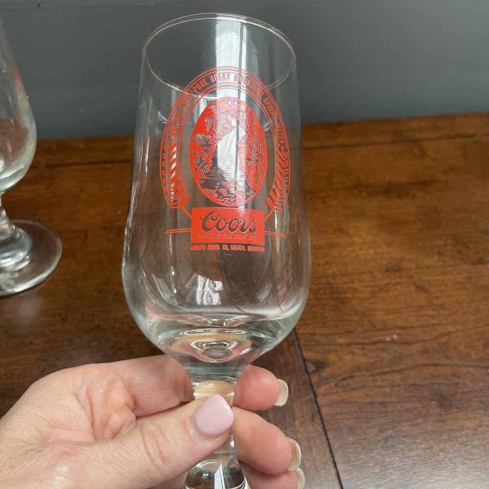 VINTAGE COORS BEER GLASS GOBLET STYLE Set Of 3 Perfect Party Starter! Retro - Picture 4 of 7